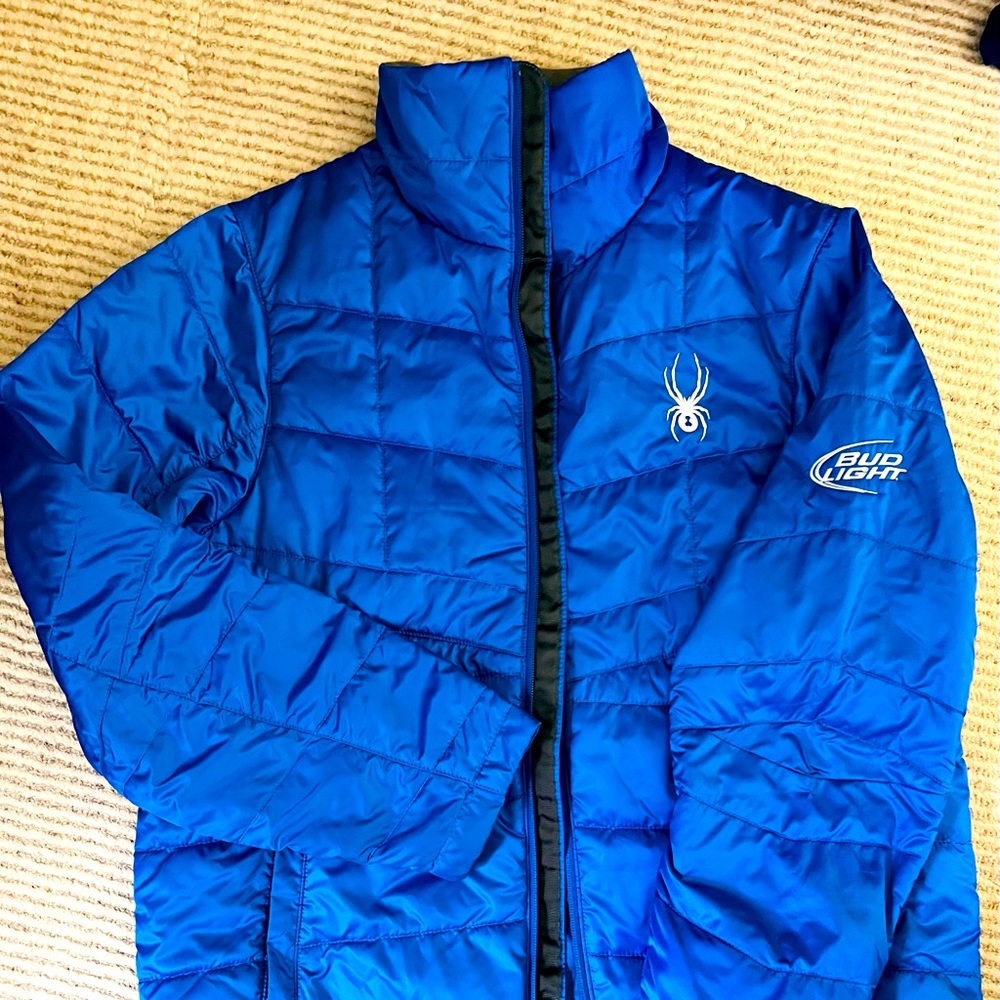 Spyder x Bud Light light weight puffer. Sz L Blue. Worn once.
